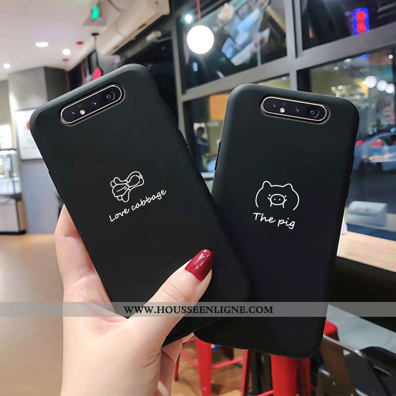 Coque Samsung Galaxy A80 Légère Mode Protection Incassable Délavé En Daim Noir Étoile