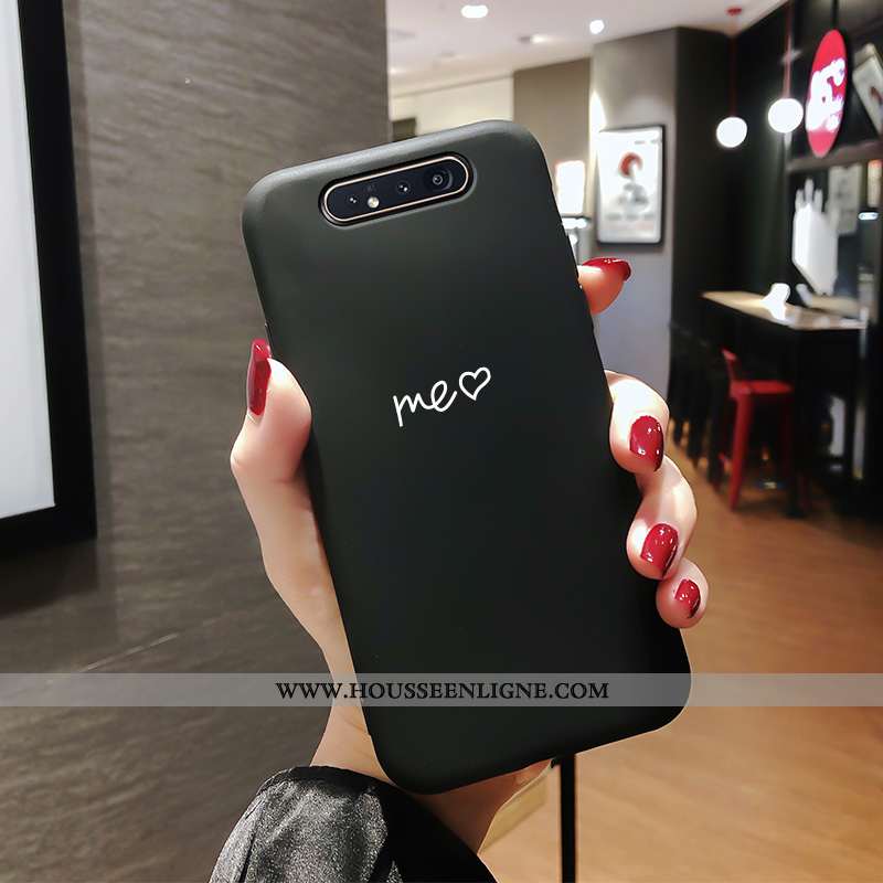 Coque Samsung Galaxy A80 Légère Mode Protection Incassable Délavé En Daim Noir Étoile