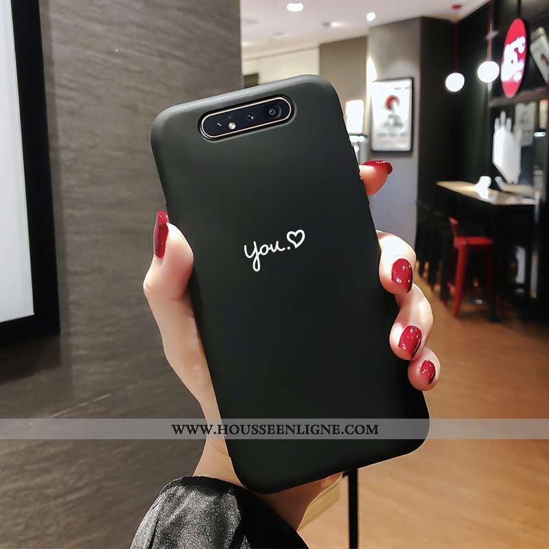 Coque Samsung Galaxy A80 Légère Mode Protection Incassable Délavé En Daim Noir Étoile