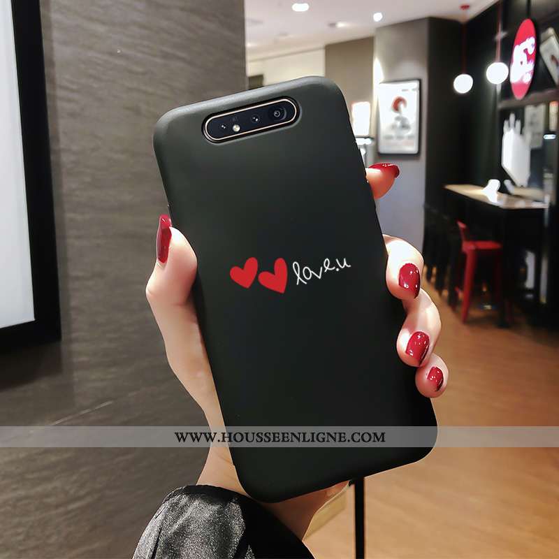 Coque Samsung Galaxy A80 Légère Mode Protection Incassable Délavé En Daim Noir Étoile