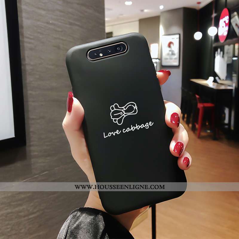 Coque Samsung Galaxy A80 Légère Mode Protection Incassable Délavé En Daim Noir Étoile