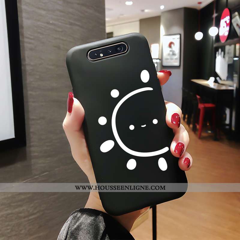 Coque Samsung Galaxy A80 Légère Mode Protection Incassable Délavé En Daim Noir Étoile