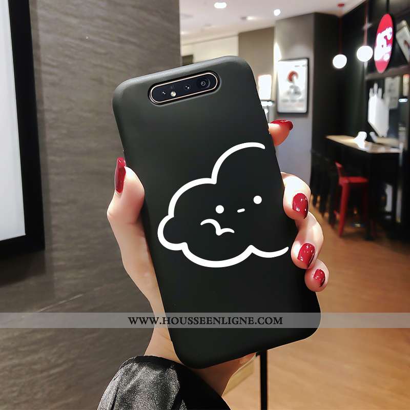 Coque Samsung Galaxy A80 Légère Mode Protection Incassable Délavé En Daim Noir Étoile