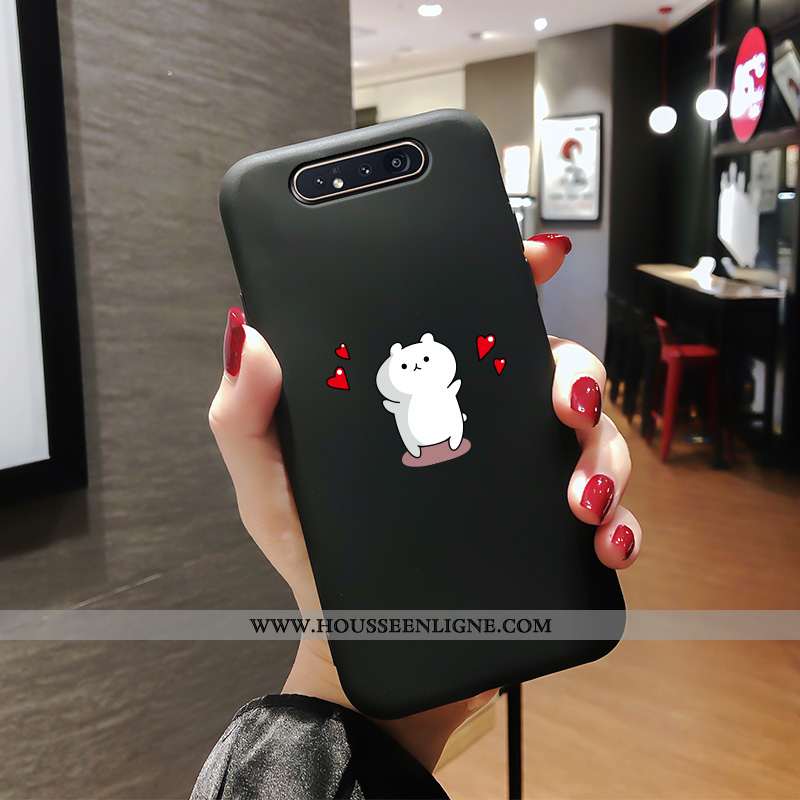 Coque Samsung Galaxy A80 Légère Mode Protection Incassable Délavé En Daim Noir Étoile