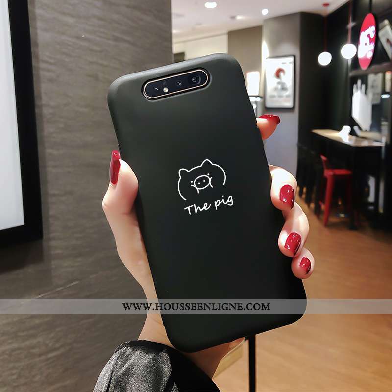 Coque Samsung Galaxy A80 Légère Mode Protection Incassable Délavé En Daim Noir Étoile