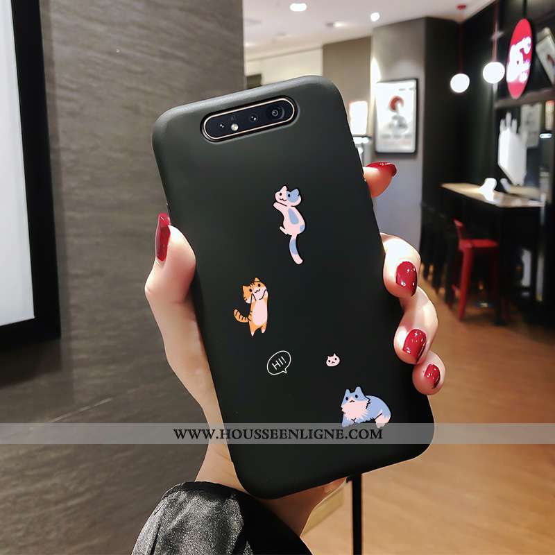 Coque Samsung Galaxy A80 Légère Mode Protection Incassable Délavé En Daim Noir Étoile