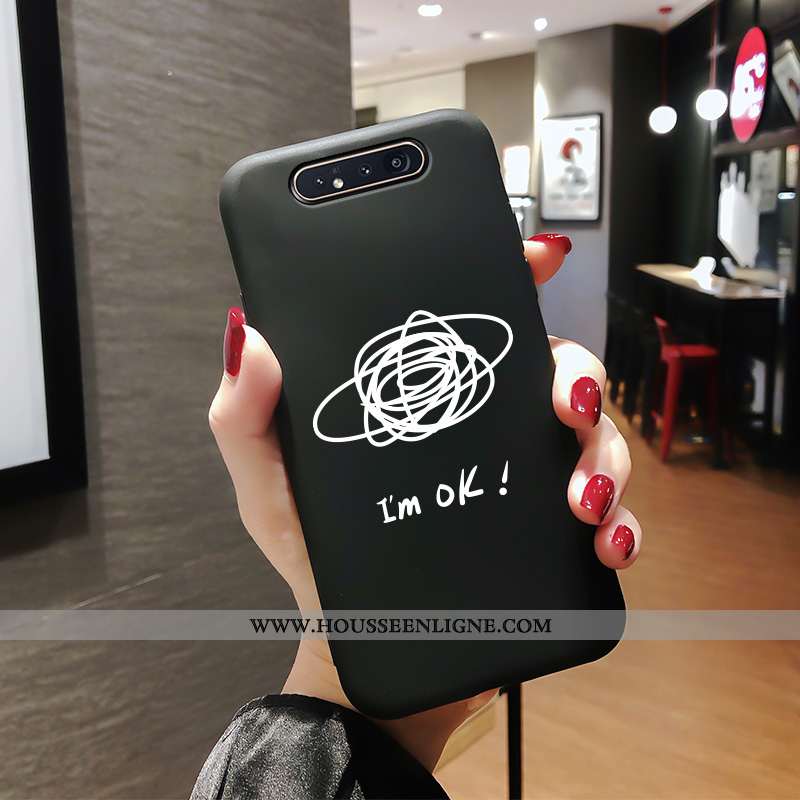 Coque Samsung Galaxy A80 Légère Mode Protection Incassable Délavé En Daim Noir Étoile