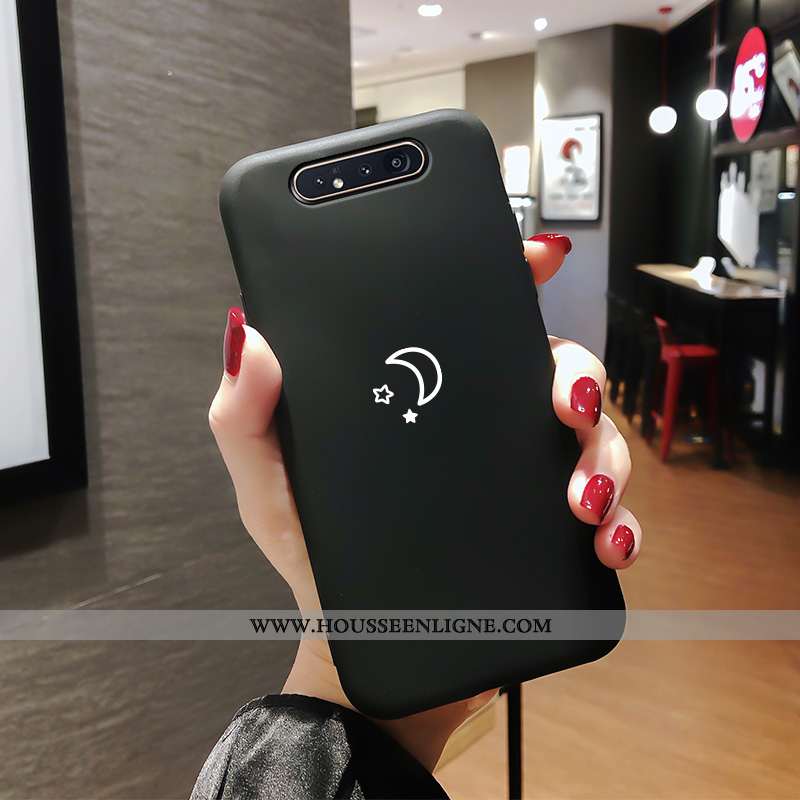 Coque Samsung Galaxy A80 Légère Mode Protection Incassable Délavé En Daim Noir Étoile