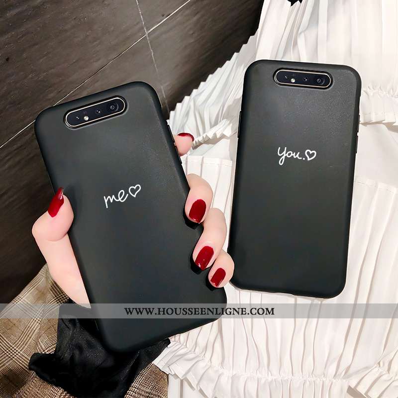 Coque Samsung Galaxy A80 Légère Mode Protection Incassable Délavé En Daim Noir Étoile