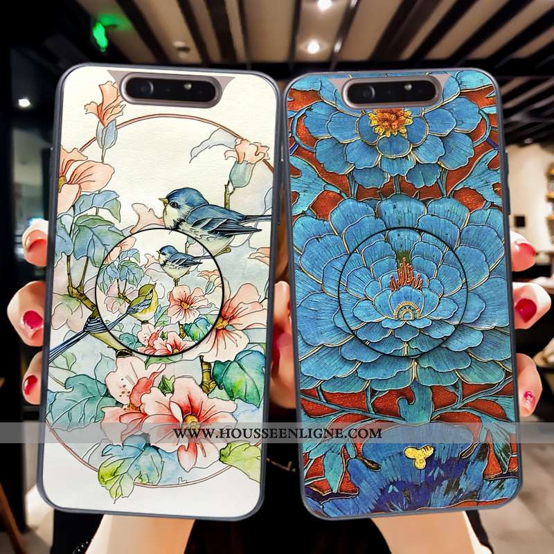 Coque Samsung Galaxy A80 Mode Protection Étoile Tendance Fluide Doux Étui Bleu