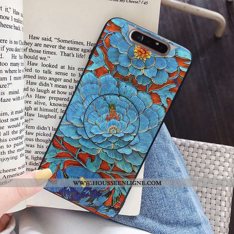 Coque Samsung Galaxy A80 Mode Protection Étoile Tendance Fluide Doux Étui Bleu