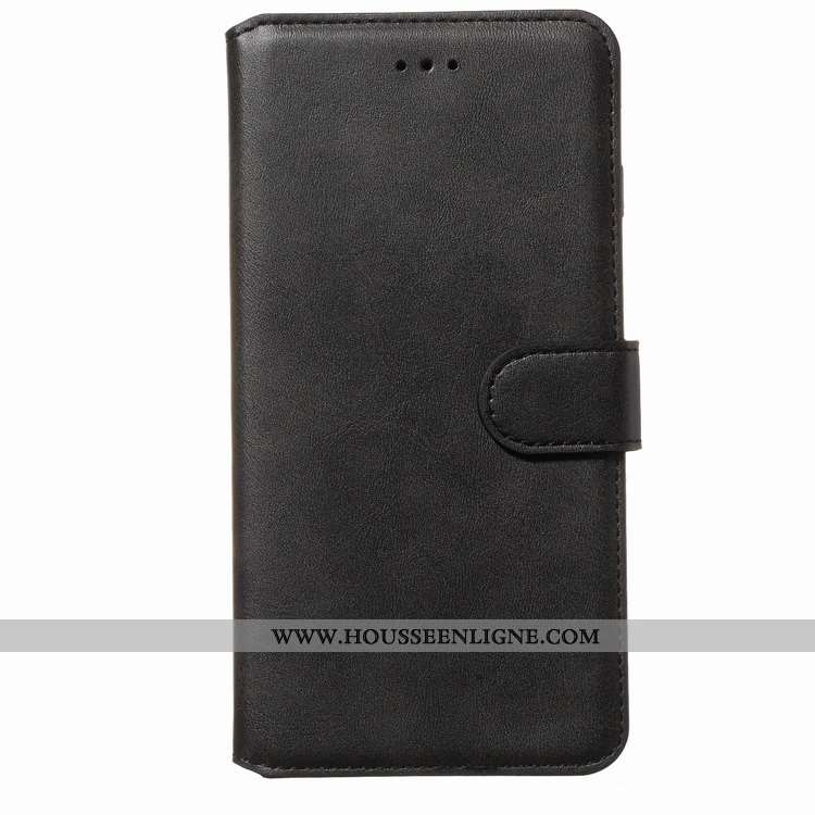Coque Samsung Galaxy A80 Modèle Fleurie Fluide Doux Bovins Cuir Housse Étui Téléphone Portable Noir