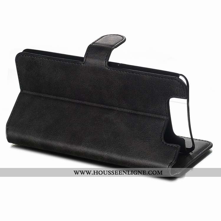Coque Samsung Galaxy A80 Modèle Fleurie Fluide Doux Bovins Cuir Housse Étui Téléphone Portable Noir