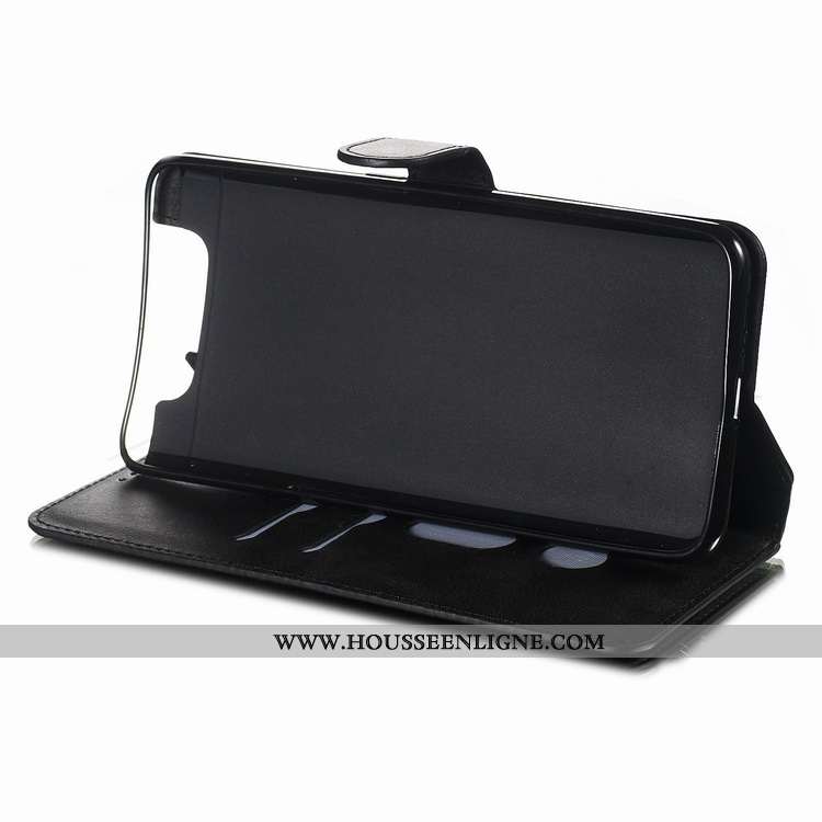 Coque Samsung Galaxy A80 Modèle Fleurie Fluide Doux Bovins Cuir Housse Étui Téléphone Portable Noir