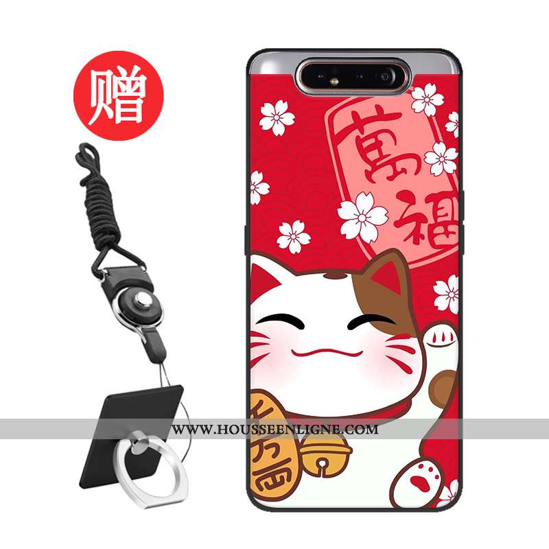 Coque Samsung Galaxy A80 Personnalité Silicone Tempérer Net Rouge Protection Modèle
