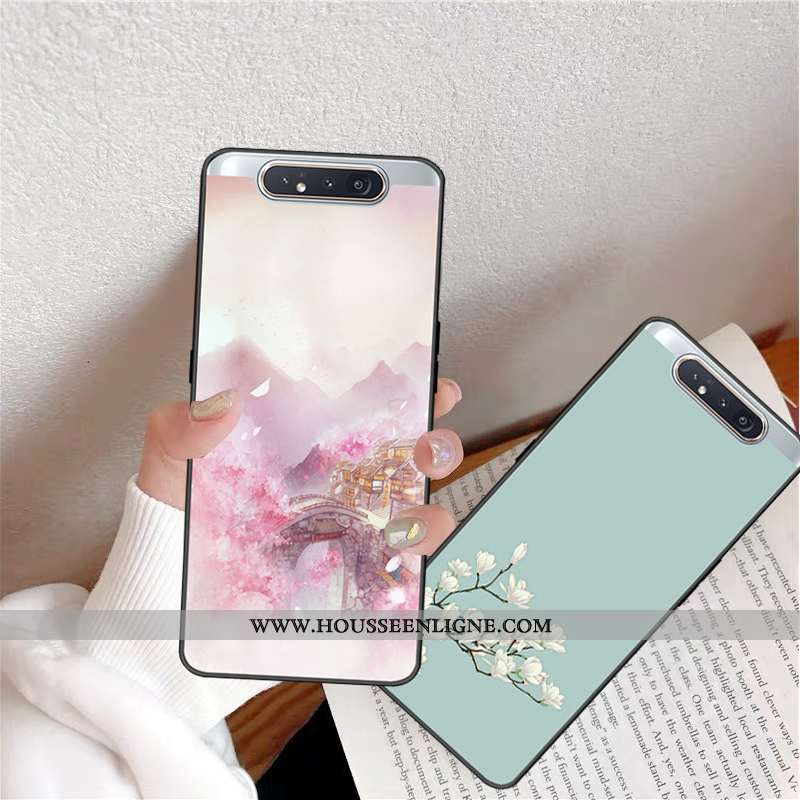 Coque Samsung Galaxy A80 Protection Charmant Étui Incassable Étoile Vert Verte