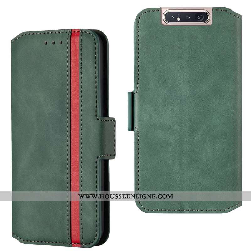 Coque Samsung Galaxy A80 Protection Cuir Silicone Housse Vert Étui Verte