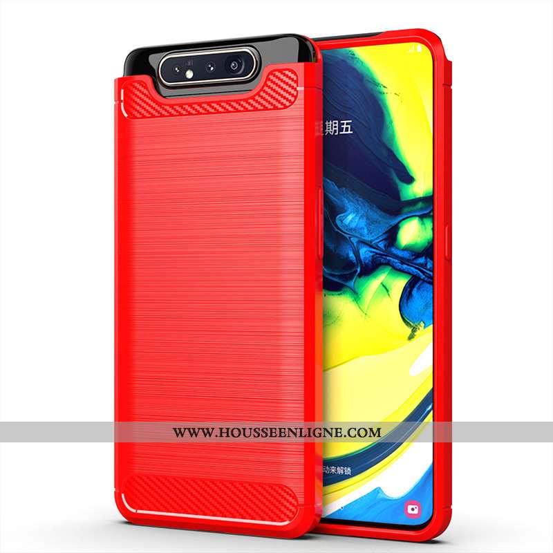 Coque Samsung Galaxy A80 Protection Modèle Fleurie Incassable Rouge Fluide Doux Étui