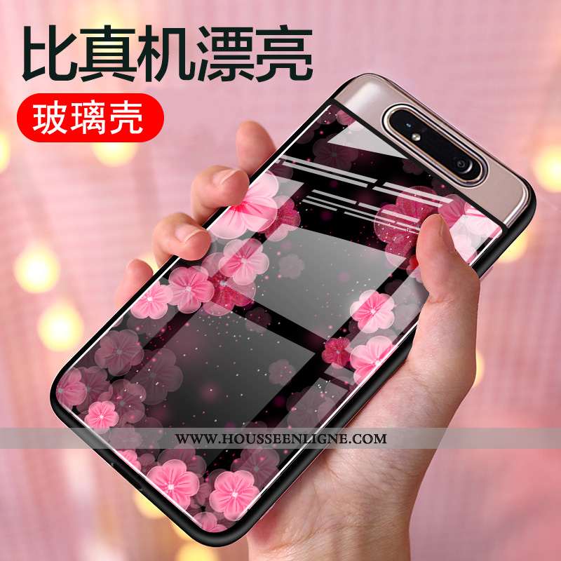 Coque Samsung Galaxy A80 Protection Verre Téléphone Portable Incassable Dessin Animé Mode Étui Rose