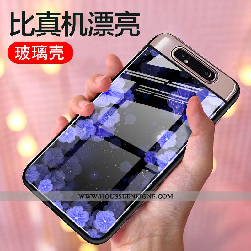 Coque Samsung Galaxy A80 Protection Verre Téléphone Portable Incassable Dessin Animé Mode Étui Rose