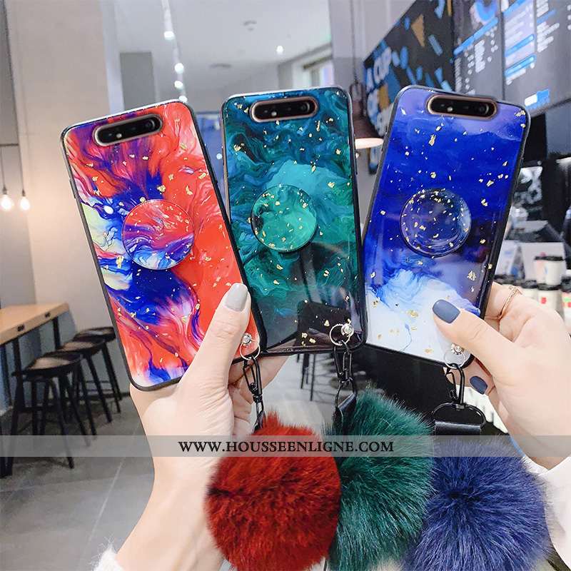 Coque Samsung Galaxy A80 Silicone Fluide Doux Incassable Tout Compris Étoile Téléphone Portable Bleu