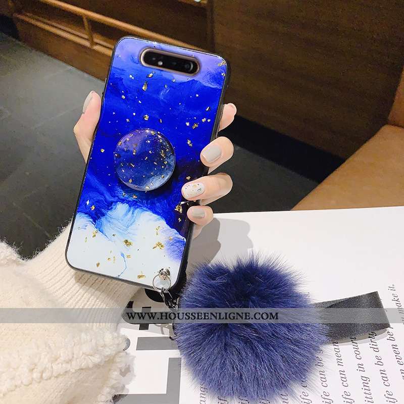 Coque Samsung Galaxy A80 Silicone Fluide Doux Incassable Tout Compris Étoile Téléphone Portable Bleu