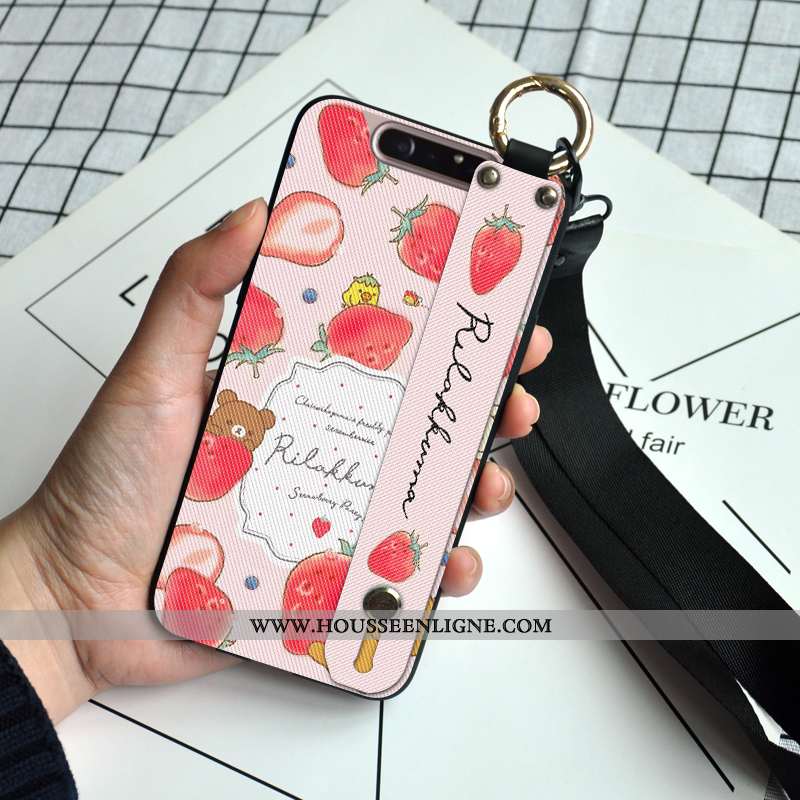 Coque Samsung Galaxy A80 Silicone Protection Personnalité Étui Fraise Fluide Doux Nouveau Rose