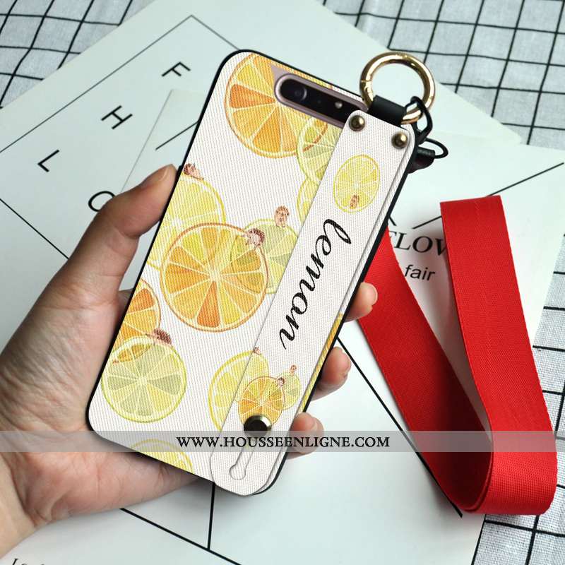 Coque Samsung Galaxy A80 Silicone Protection Personnalité Étui Fraise Fluide Doux Nouveau Rose