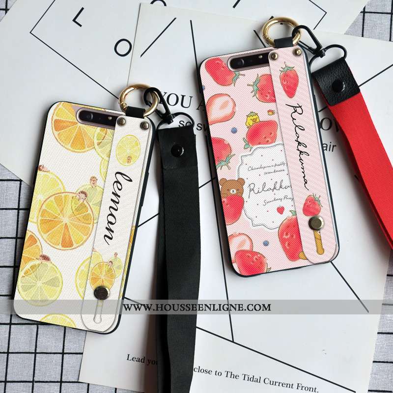 Coque Samsung Galaxy A80 Silicone Protection Personnalité Étui Fraise Fluide Doux Nouveau Rose