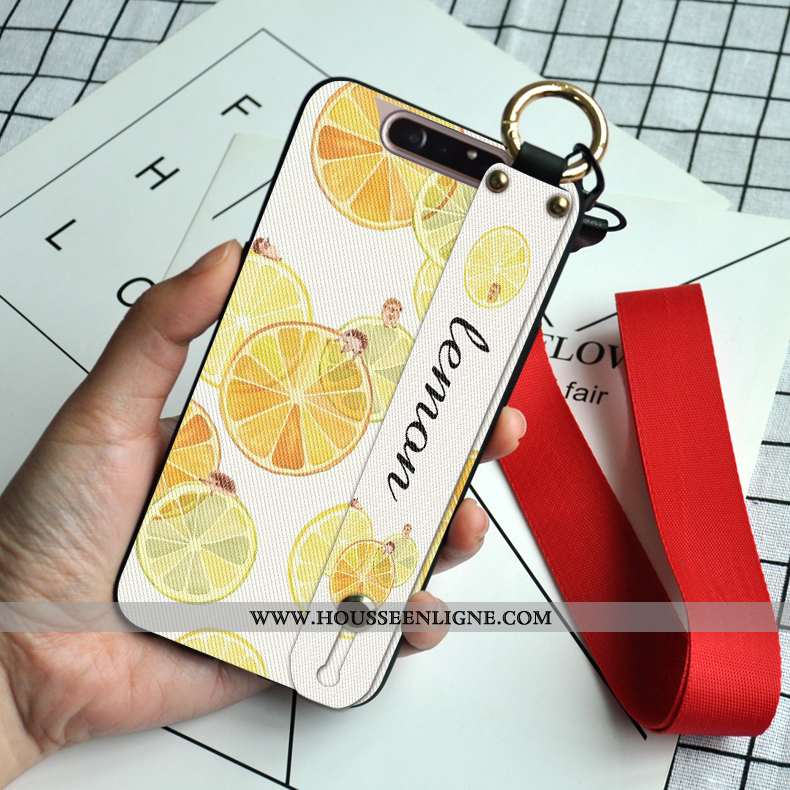 Coque Samsung Galaxy A80 Silicone Protection Personnalité Étui Fraise Fluide Doux Nouveau Rose