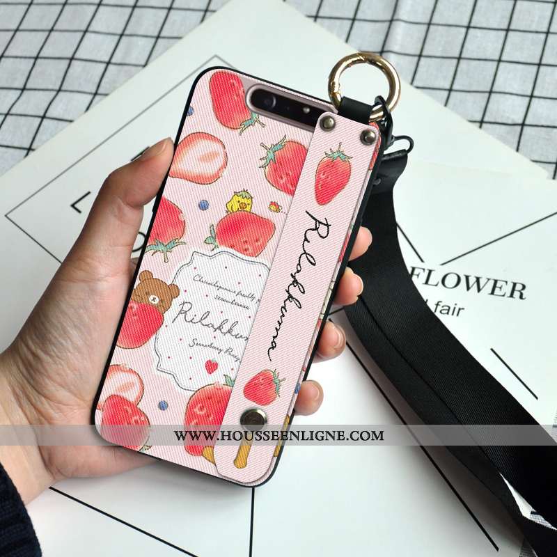 Coque Samsung Galaxy A80 Silicone Protection Personnalité Étui Fraise Fluide Doux Nouveau Rose