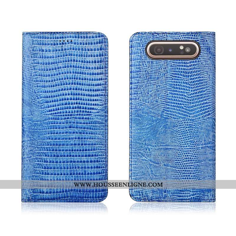 Coque Samsung Galaxy A80 Tendance Cuir Étoile Protection Délavé En Daim Véritable Fluide Doux Étui B