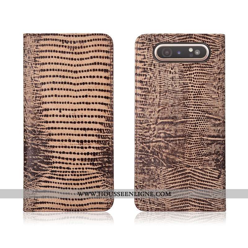 Coque Samsung Galaxy A80 Tendance Cuir Étoile Protection Délavé En Daim Véritable Fluide Doux Étui B