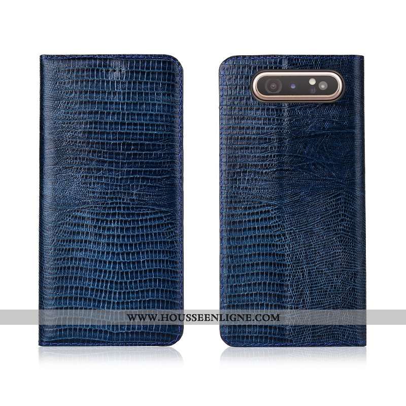 Coque Samsung Galaxy A80 Tendance Cuir Étoile Protection Délavé En Daim Véritable Fluide Doux Étui B