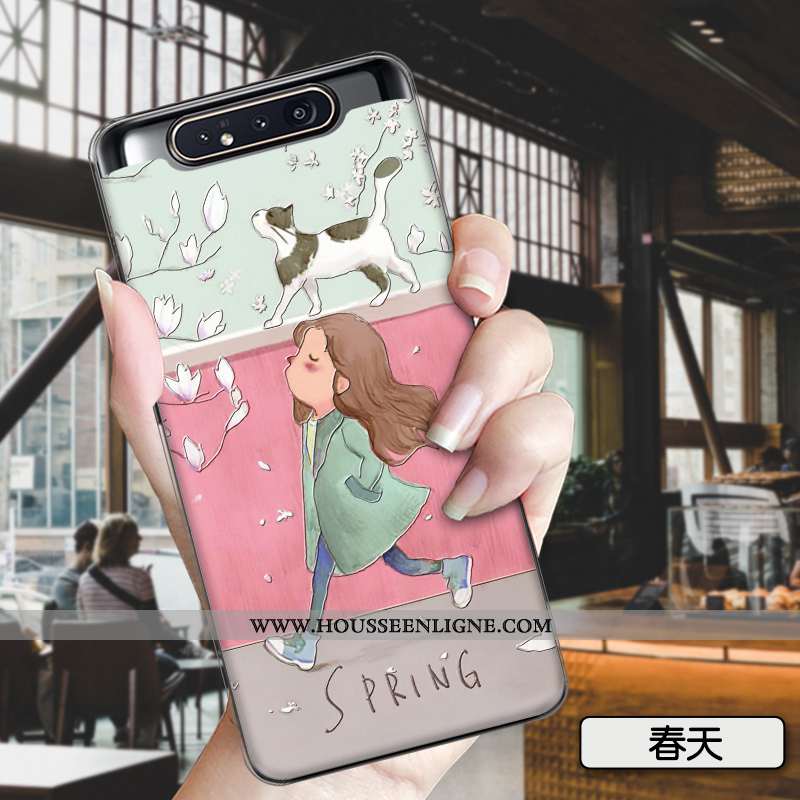 Coque Samsung Galaxy A80 Tendance Silicone Mode Tout Compris Amoureux Peinture Rose