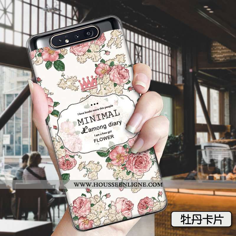 Coque Samsung Galaxy A80 Tendance Silicone Mode Tout Compris Amoureux Peinture Rose