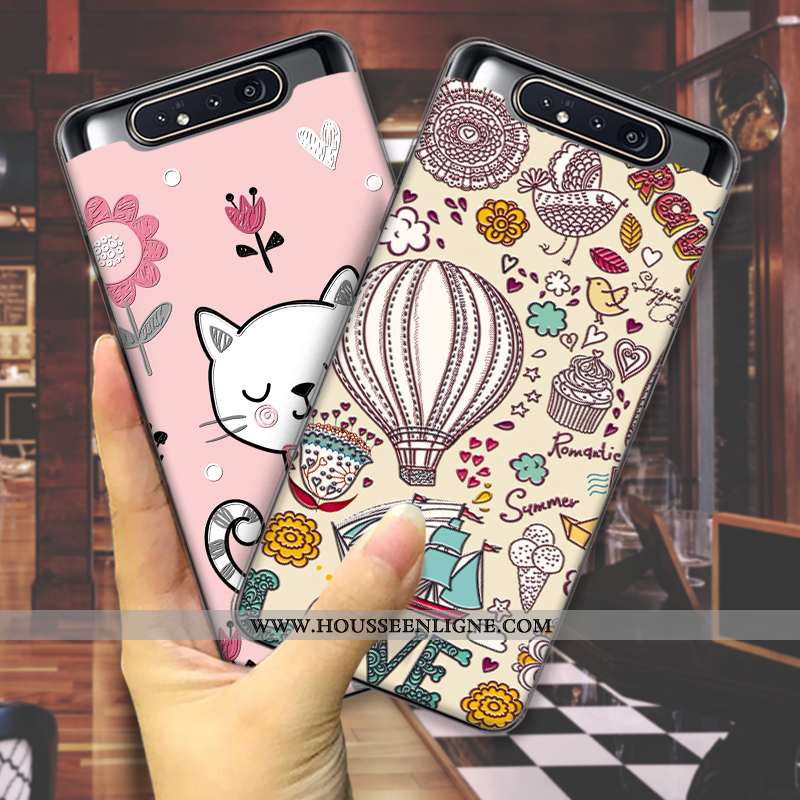 Coque Samsung Galaxy A80 Tendance Silicone Mode Tout Compris Amoureux Peinture Rose