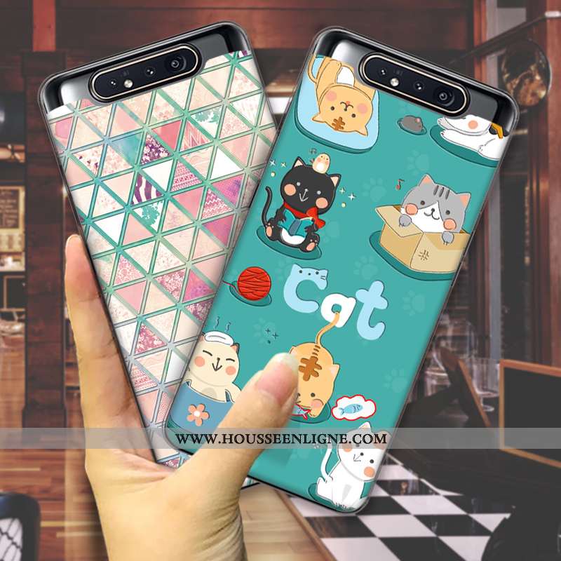 Coque Samsung Galaxy A80 Tendance Silicone Mode Tout Compris Amoureux Peinture Rose
