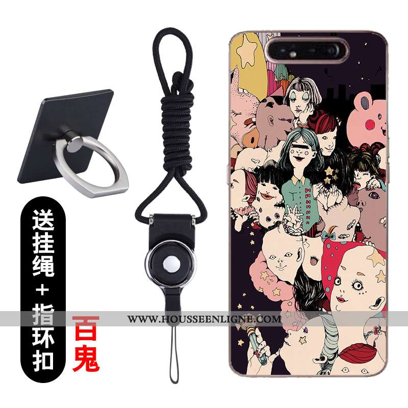 Coque Samsung Galaxy A80 Transparent Dessin Animé Fluide Doux Ultra Incassable Légère Étui Rose