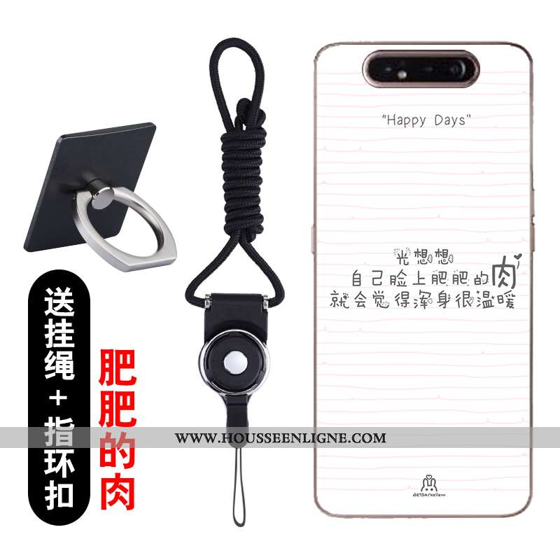 Coque Samsung Galaxy A80 Transparent Dessin Animé Fluide Doux Ultra Incassable Légère Étui Rose