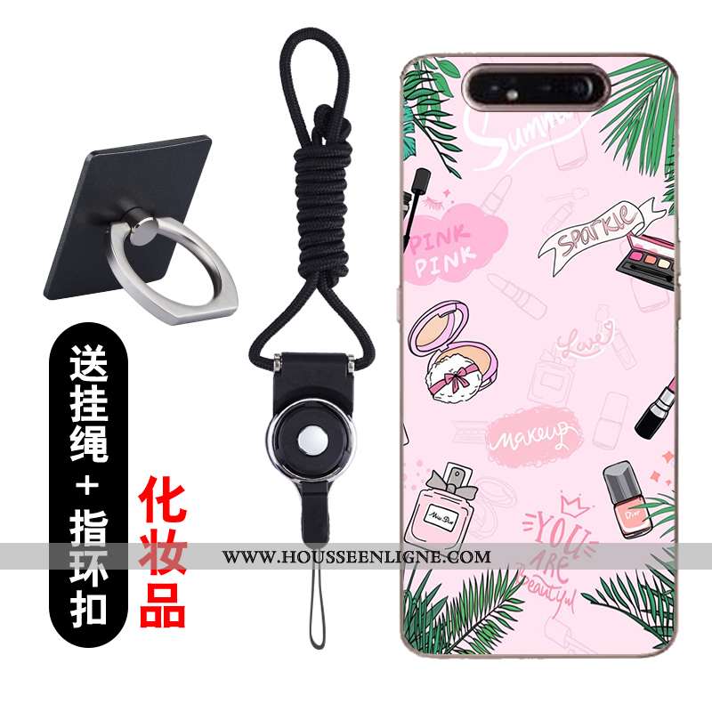 Coque Samsung Galaxy A80 Transparent Dessin Animé Fluide Doux Ultra Incassable Légère Étui Rose
