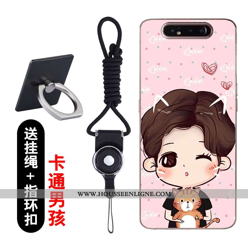 Coque Samsung Galaxy A80 Transparent Dessin Animé Fluide Doux Ultra Incassable Légère Étui Rose