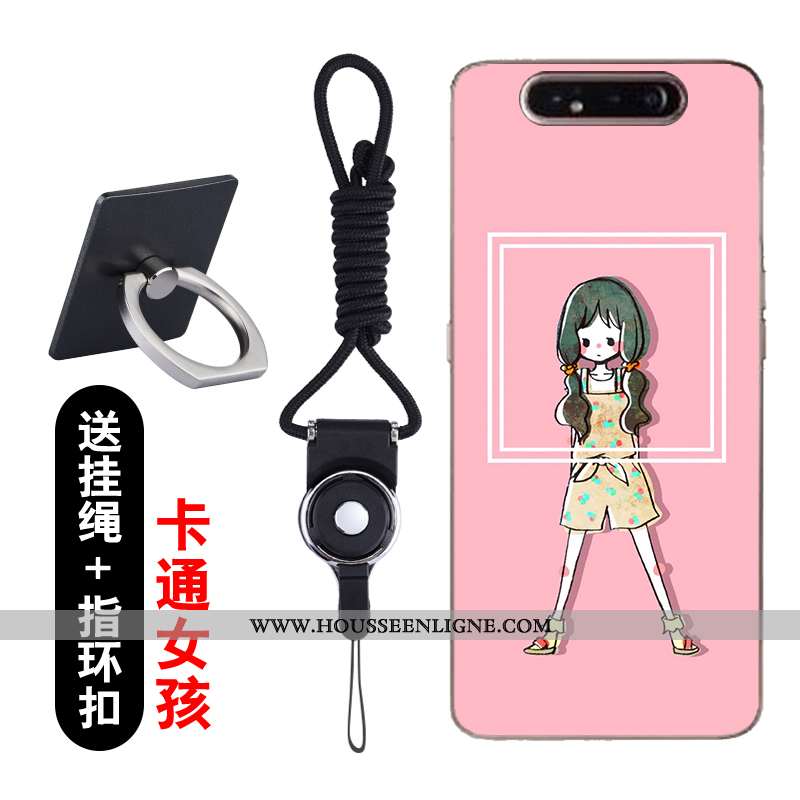 Coque Samsung Galaxy A80 Transparent Dessin Animé Fluide Doux Ultra Incassable Légère Étui Rose