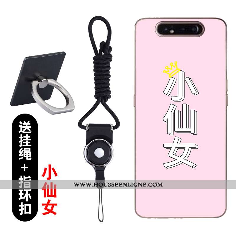 Coque Samsung Galaxy A80 Transparent Dessin Animé Fluide Doux Ultra Incassable Légère Étui Rose