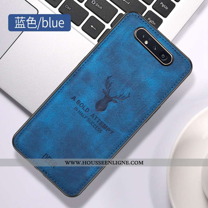 Coque Samsung Galaxy A80 Vintage Modèle Fleurie Tissu Téléphone Portable Protection Contre Les Explo