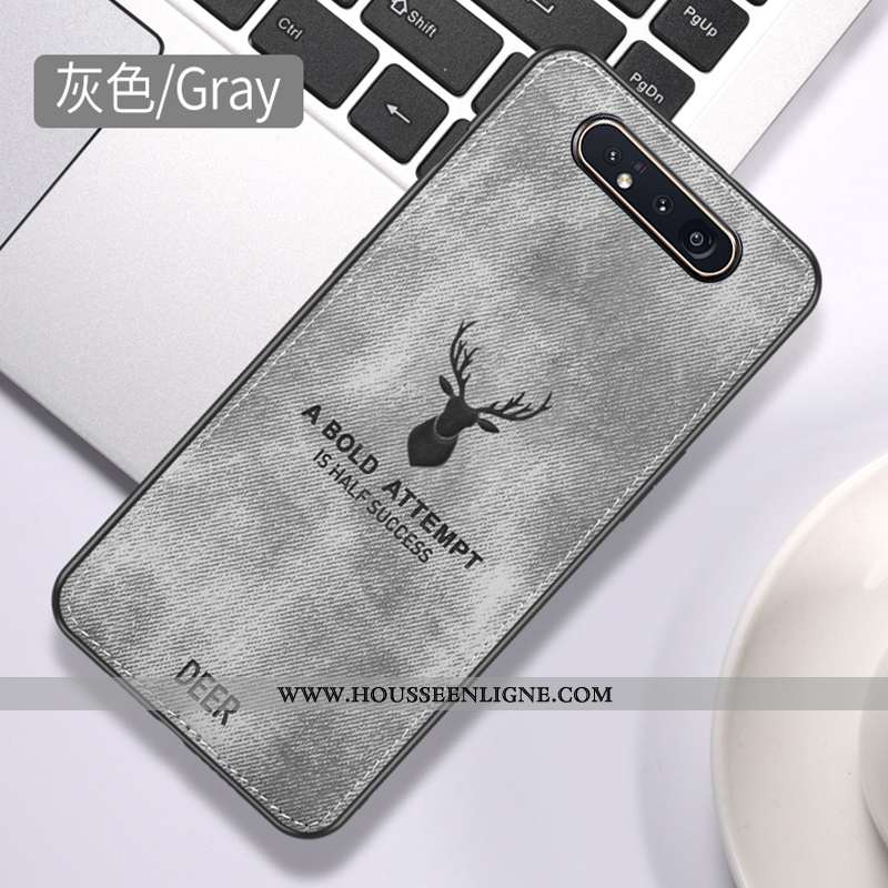 Coque Samsung Galaxy A80 Vintage Modèle Fleurie Tissu Téléphone Portable Protection Contre Les Explo