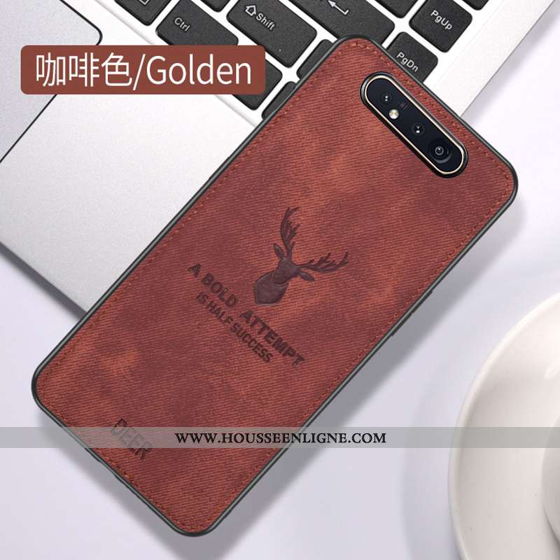 Coque Samsung Galaxy A80 Vintage Modèle Fleurie Tissu Téléphone Portable Protection Contre Les Explo