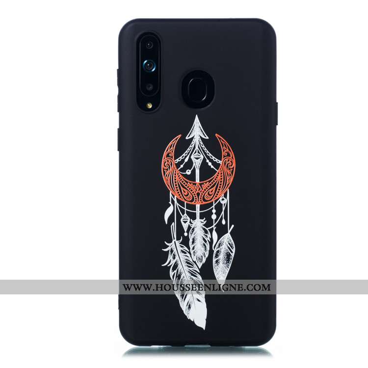 Coque Samsung Galaxy A8s Délavé En Daim Dessin Animé Noir Simple Étui Téléphone Portable