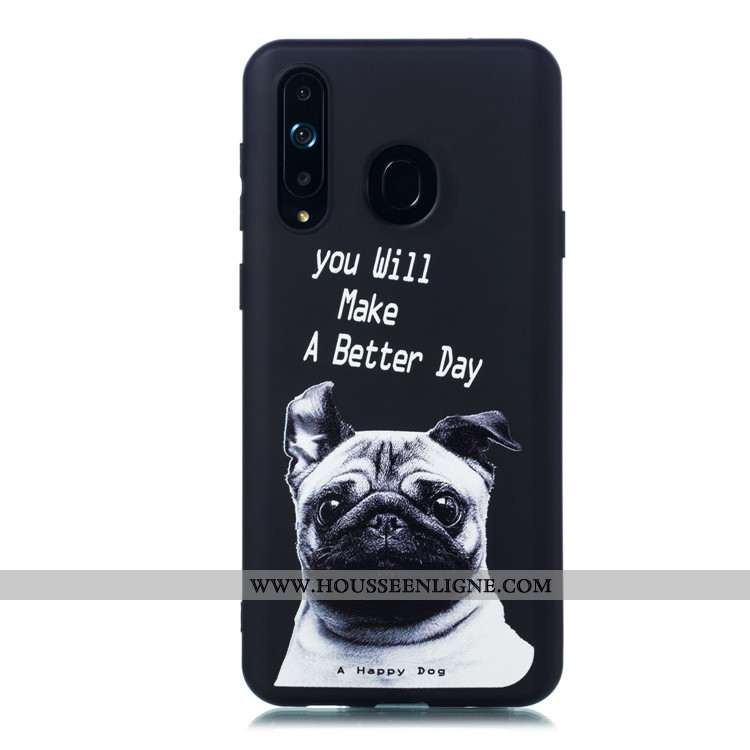Coque Samsung Galaxy A8s Délavé En Daim Dessin Animé Noir Simple Étui Téléphone Portable