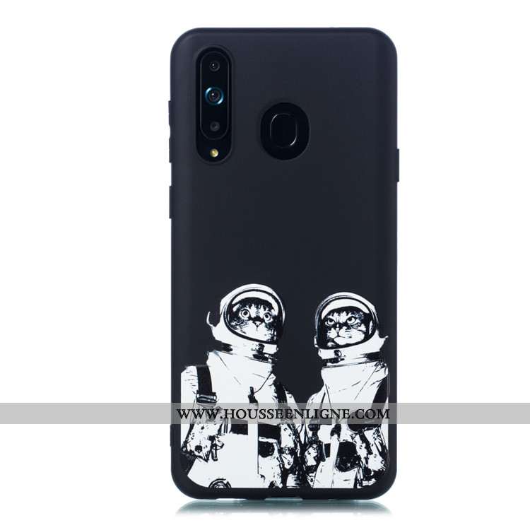Coque Samsung Galaxy A8s Délavé En Daim Dessin Animé Noir Simple Étui Téléphone Portable